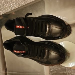 7.5 M equivalent to 10.5 W Patent Prada Cup Sneaker